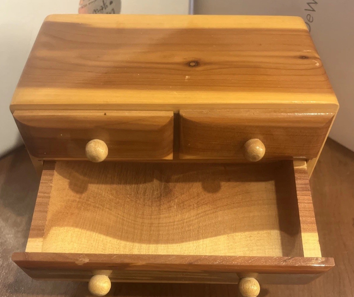 Beautiful Handmade 4 Drawer Wood Jewelry Box, Unique Wood Grain, 5.5X3”