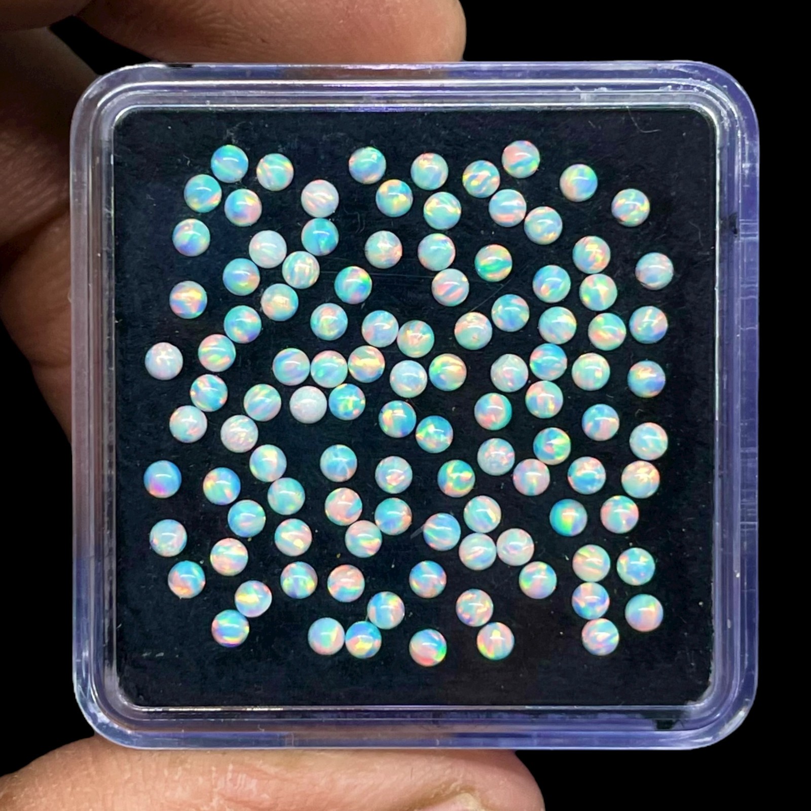 40 Pcs Australian Opal 2mm Round Cabochon AAA Quality Lab Created Gemstones Lot