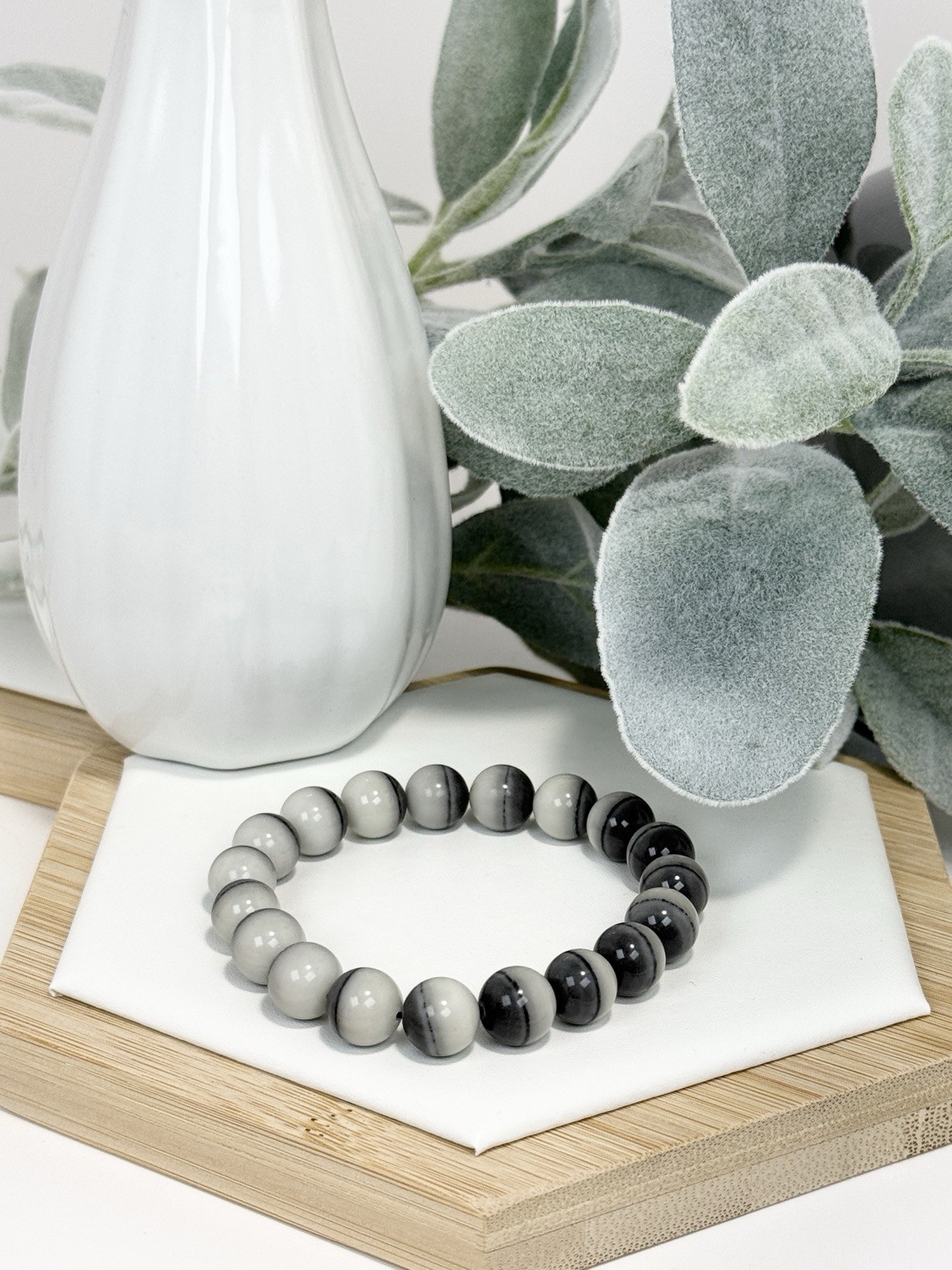 Taiji Jasper Black/White Bead Bracelet 10.8MM