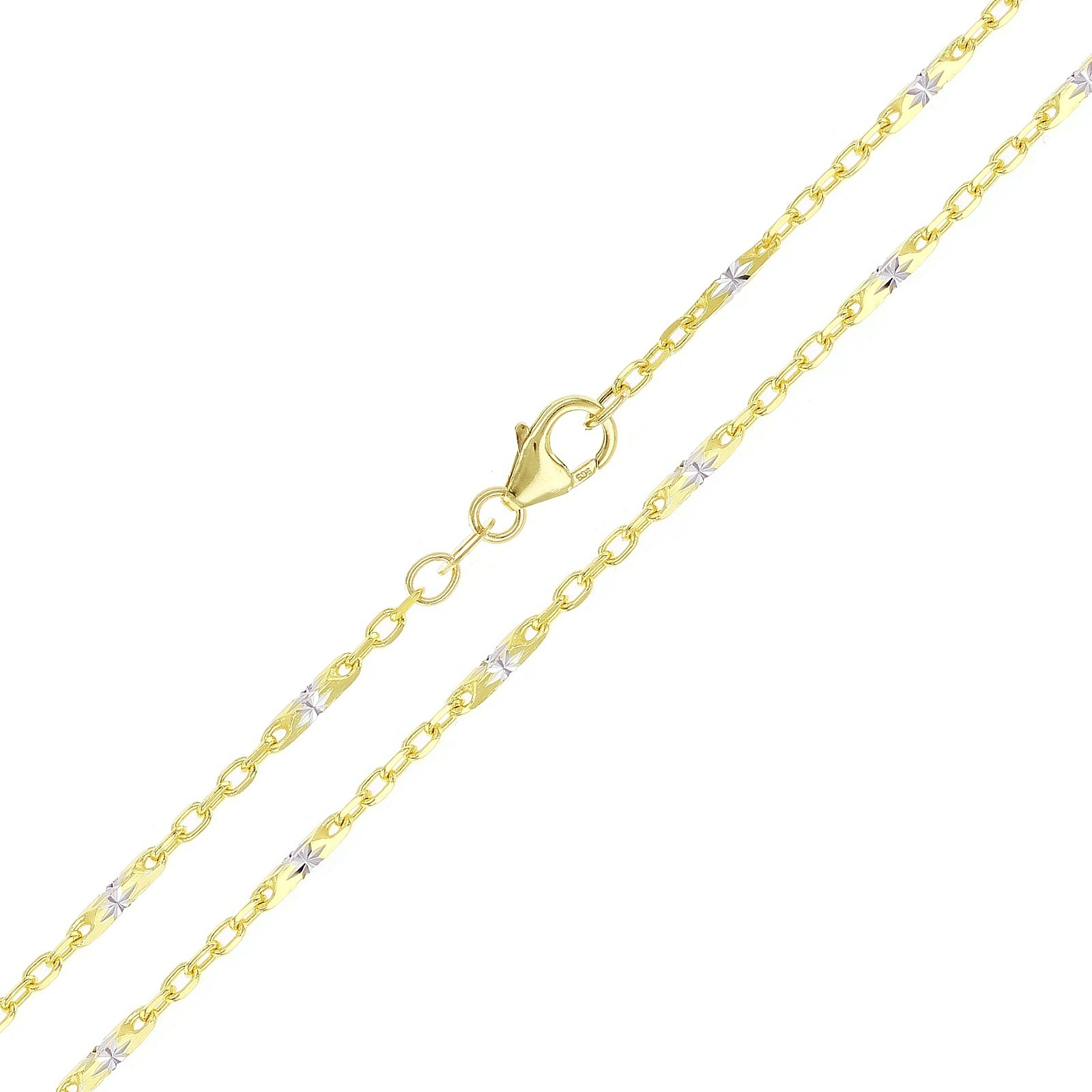 Italian 14k Two-Tone Solid Diamond Cut Raso Cable Chain Necklace 20″ 1.3mm 5.9g