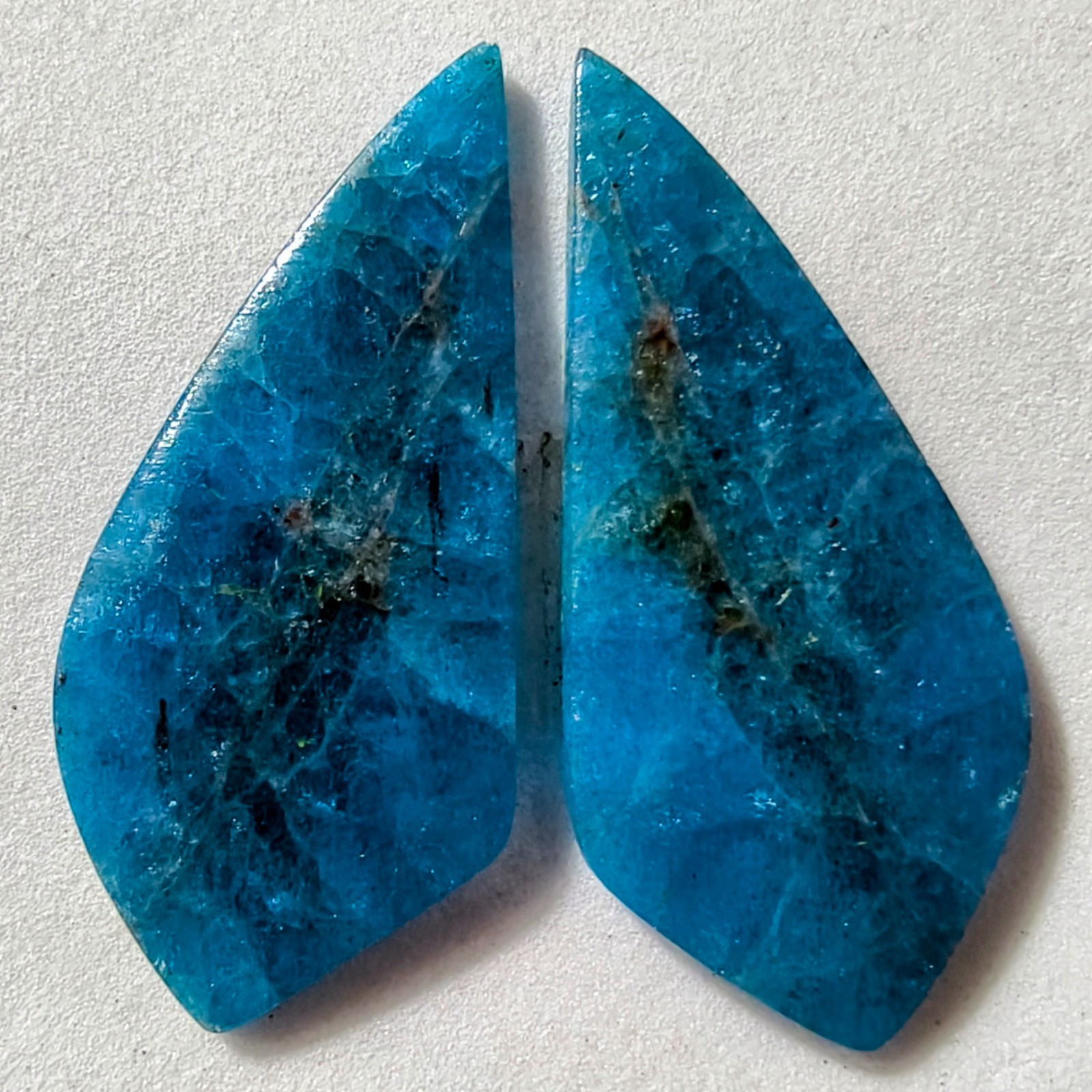 39 Cts Natural Blue Apatite Drilled Match Pair Cabochon Gemstone 40×18.1 MM 80