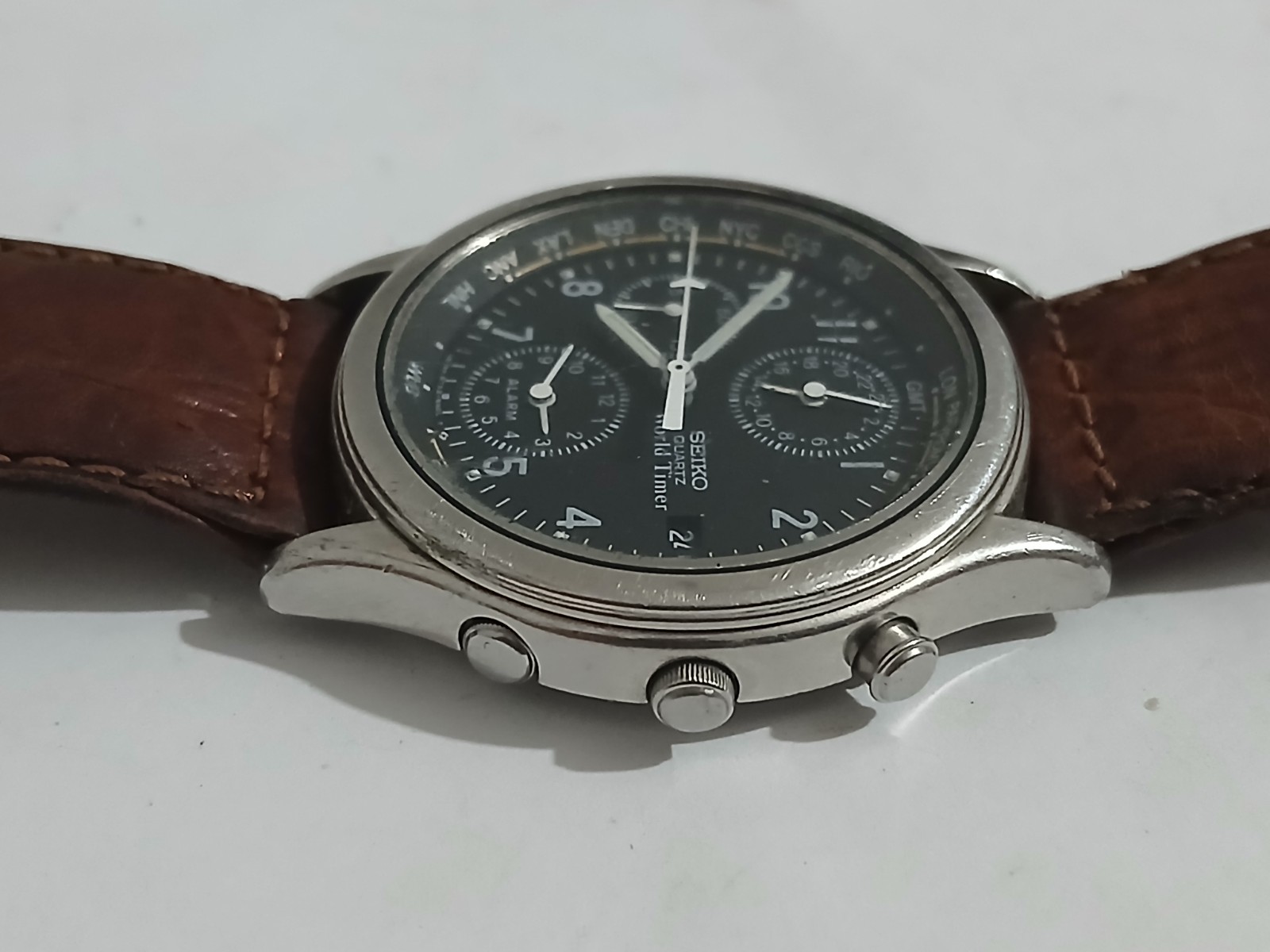 Vintage Seiko Alarm Clock Seiko GMT Seiko 5T52-6A10 Wrist Watch