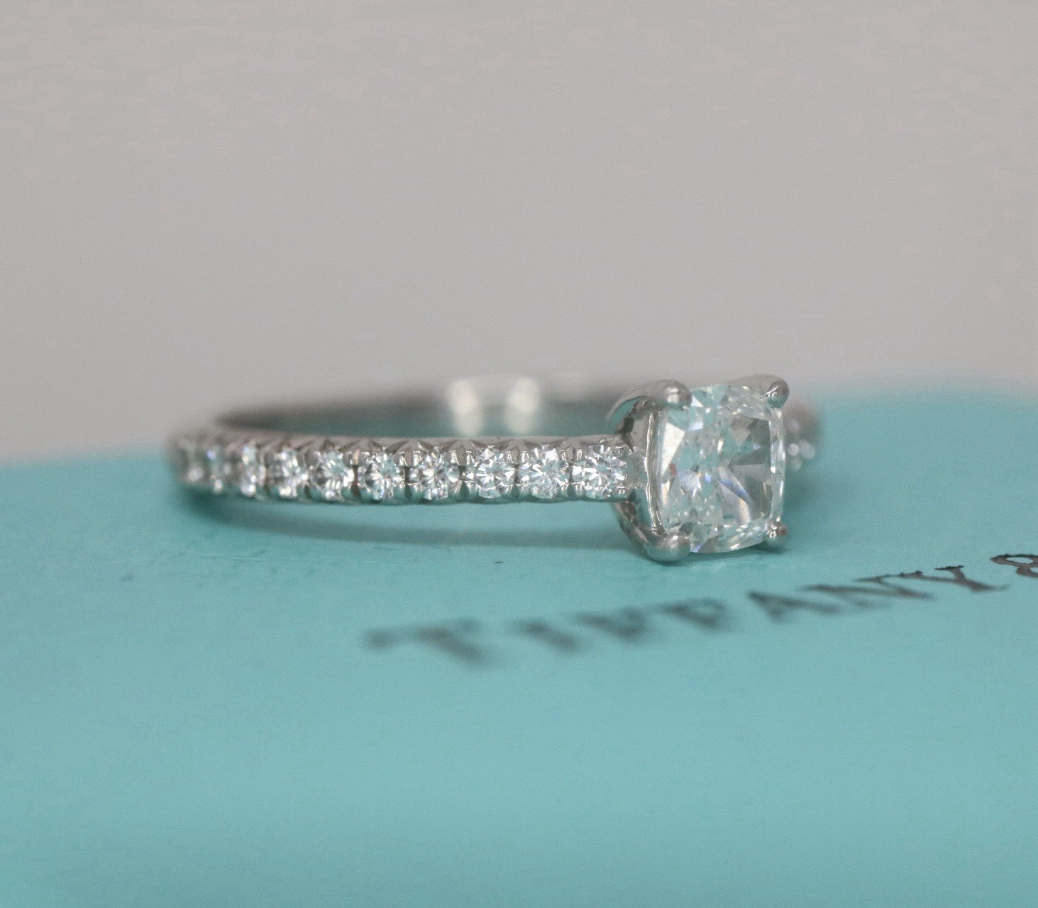 Tiffany & Co Platinum NOVO Cushion Diamond Engagement Ring 0.57ct H/VS2 $4,500