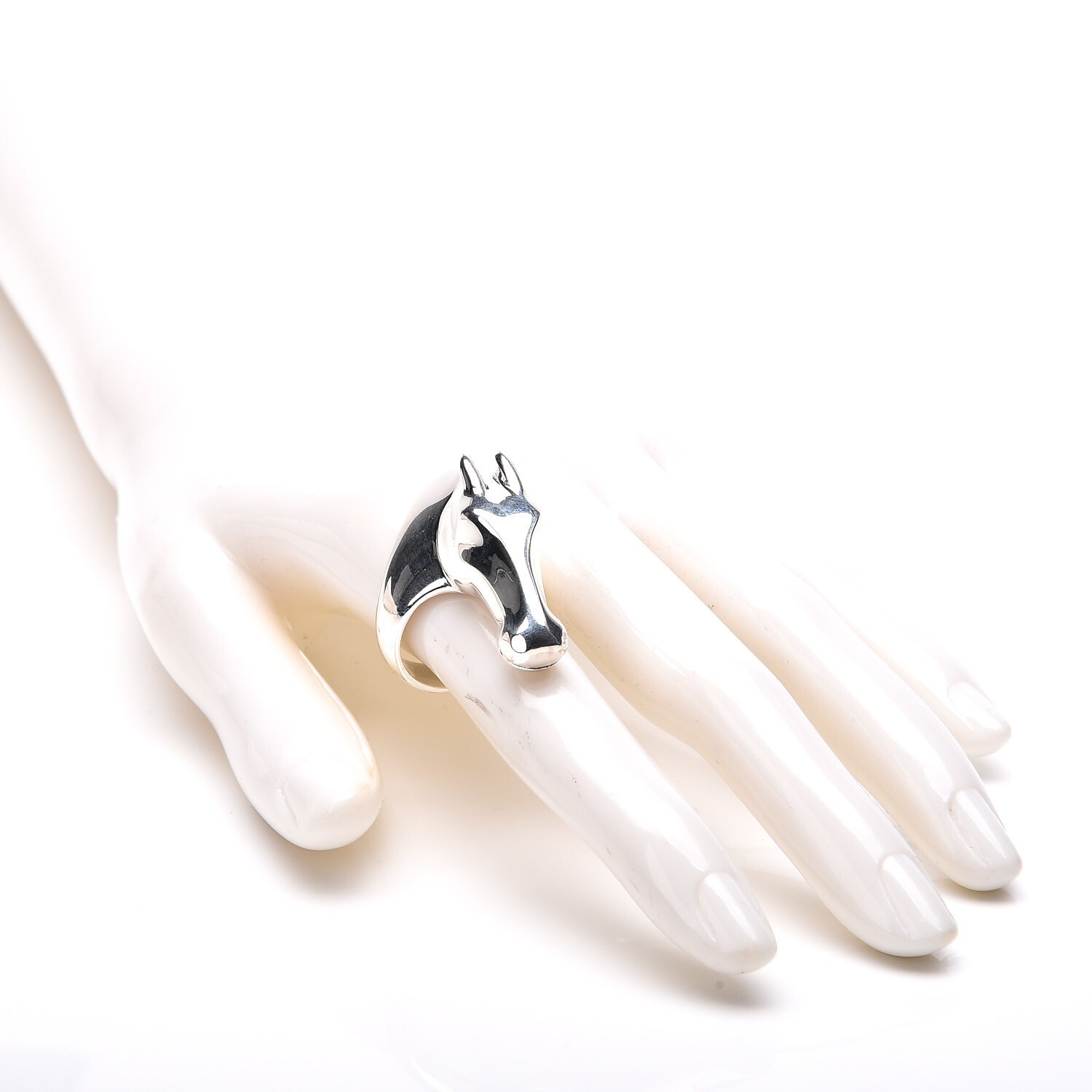 HERMES GALOP Horse Head Ring LARGE Model Sterling Silver US 6-6.25 (Hermes 52)