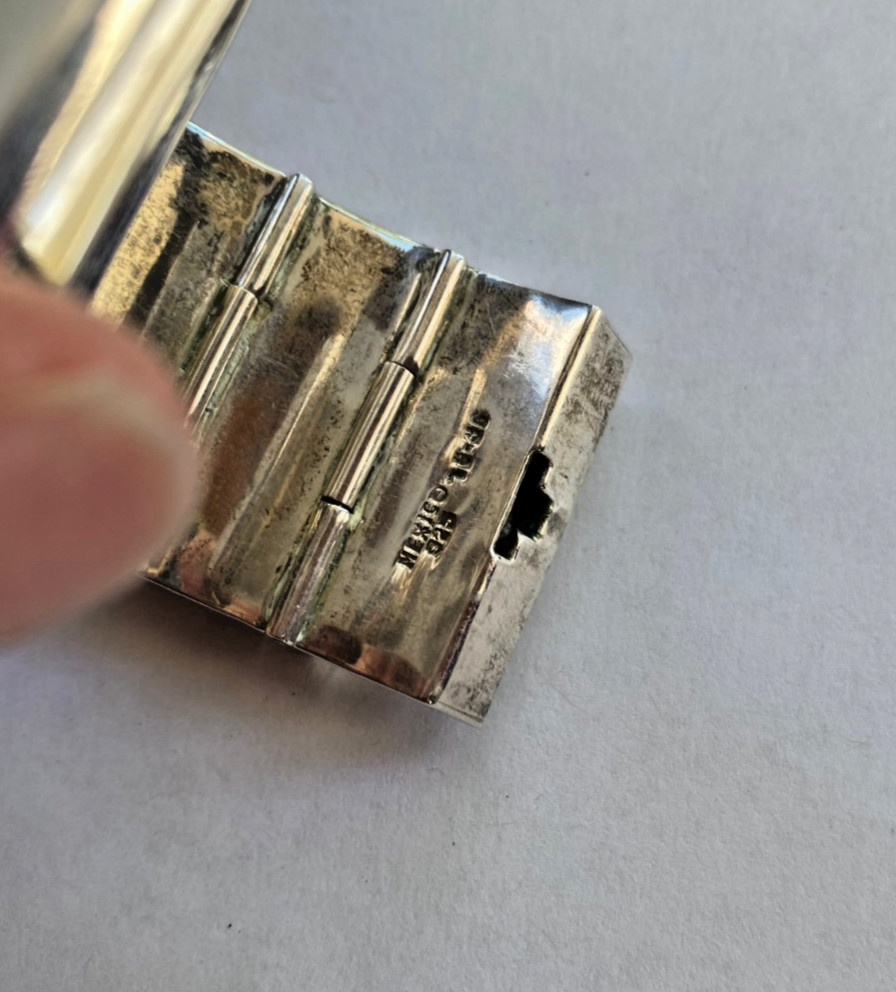 Signed Mexico 925 Heavy Sterling Silver Modern Wide Link Bracelet 173 Grams