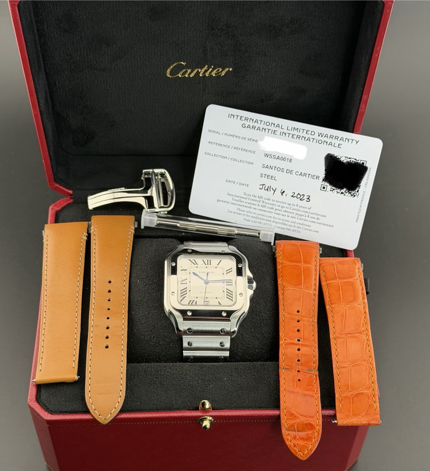 Santos de Cartier Large WSSA0018 | Full Set | 2 Extra Straps | Very Good