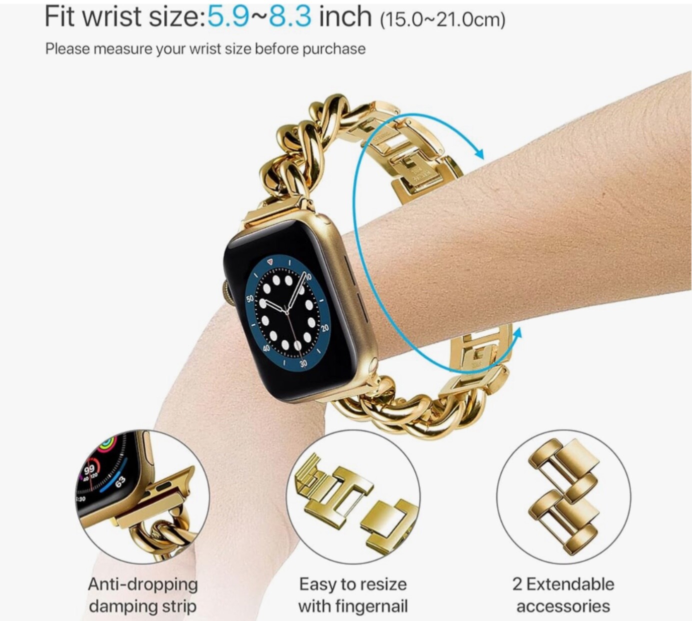 Cowboy Chain Stainless Steel Metal Band For iWatch Series Ultra 9/8/7/6/5/4/321