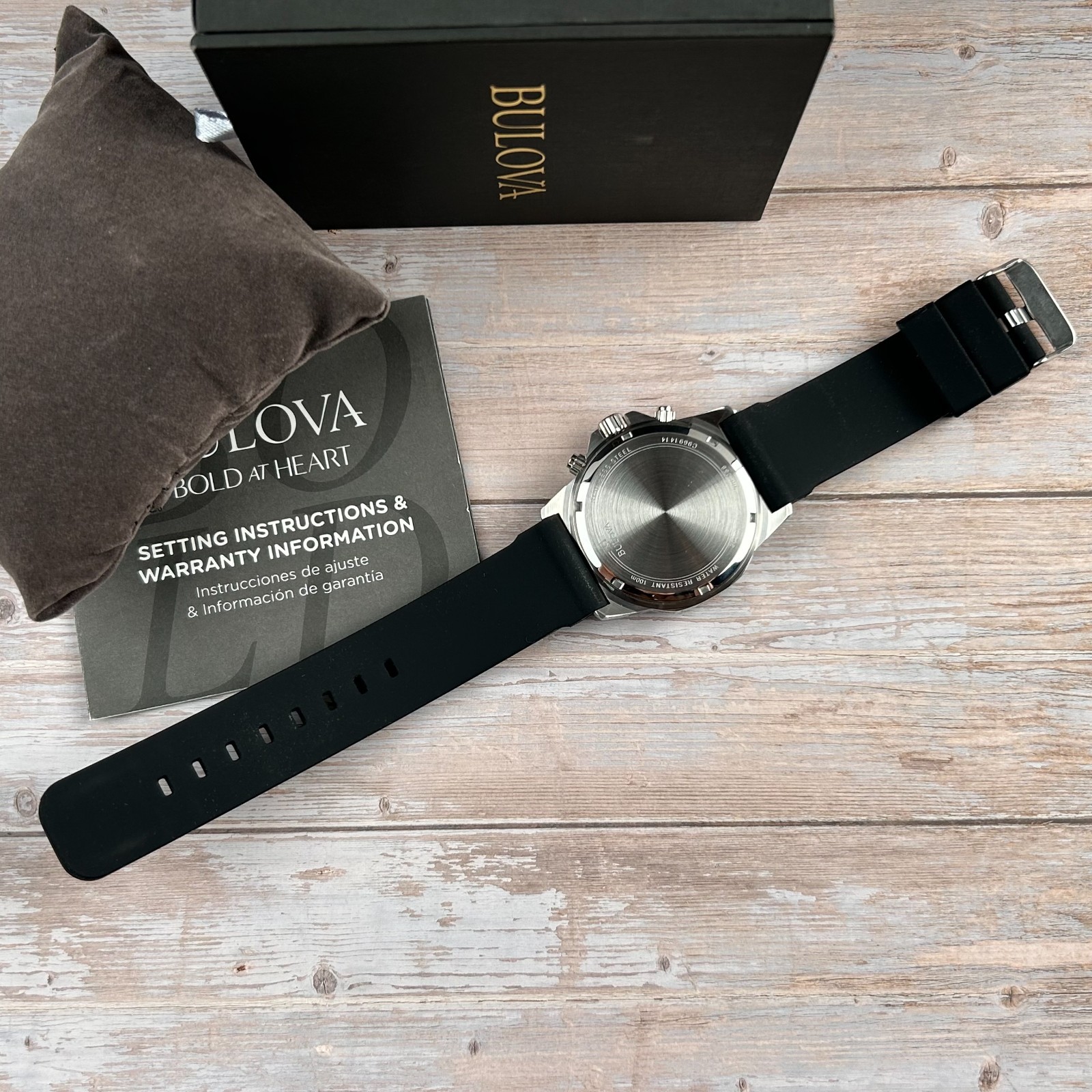 Bulova Marine Star A 98B258 Blue Dial Black Silicone Strap Men’s Quartz Watch