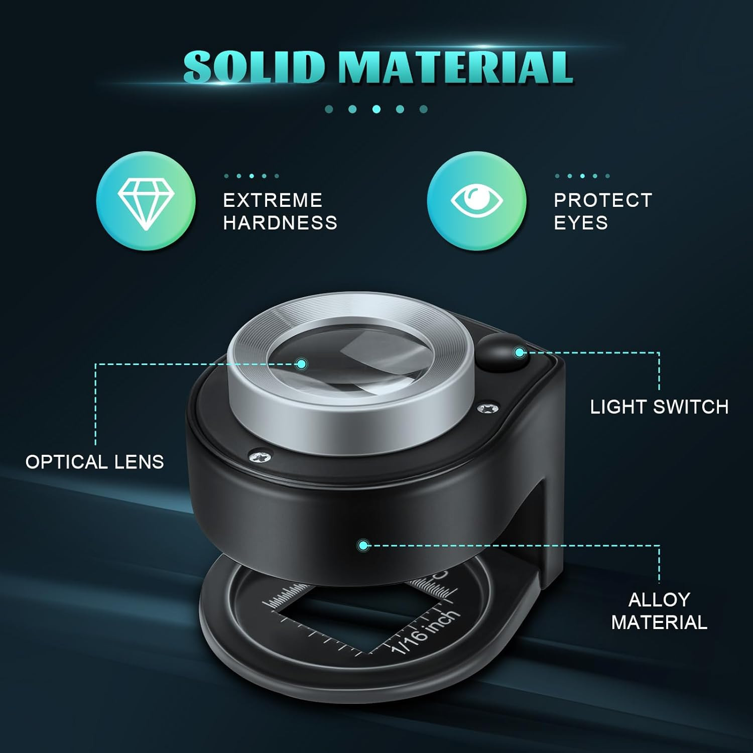45X Jewelry Magnifier with 6 Light, Rechargeable Desktop Portable Coin Magnifier