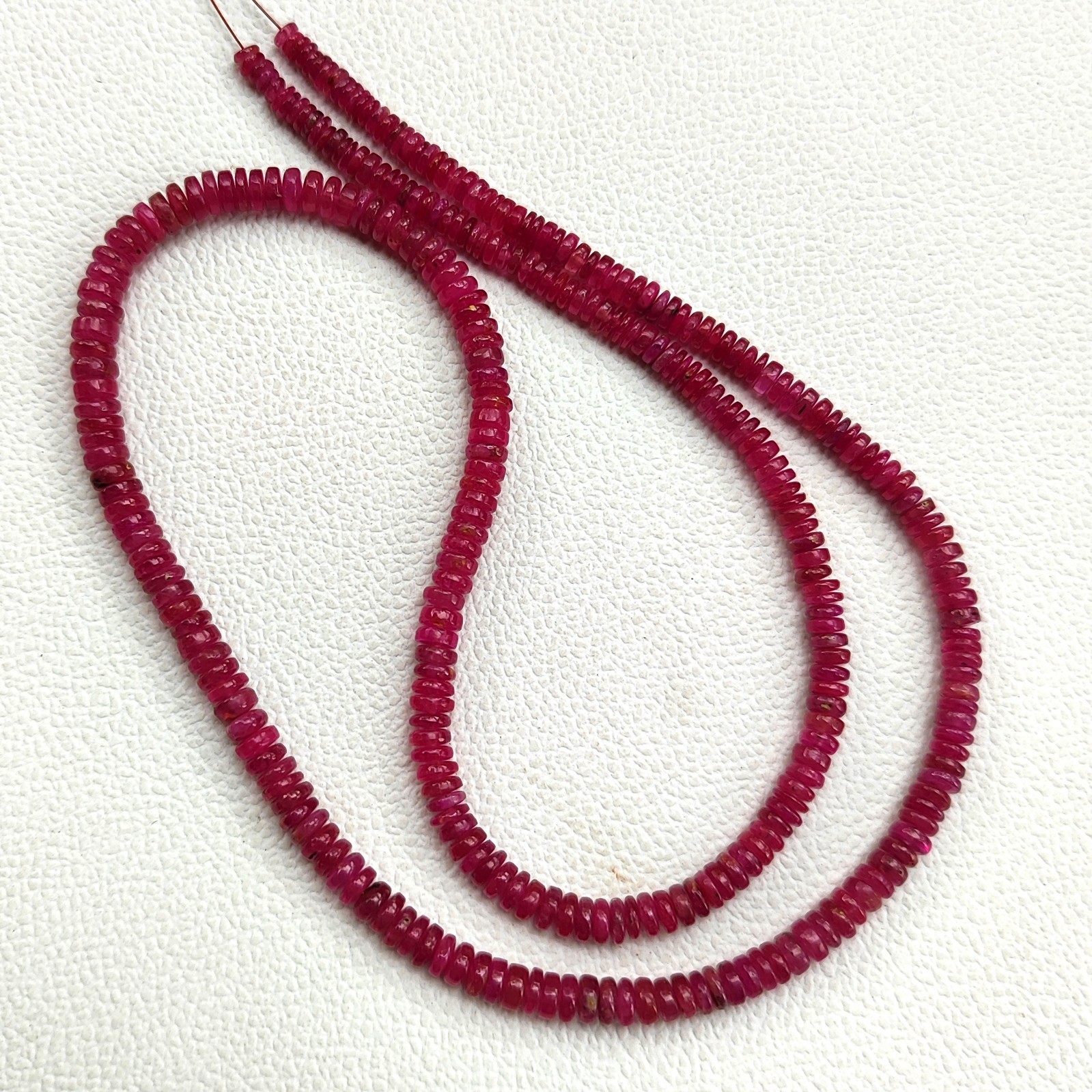 Natural Myanmar Ruby 3.5-5mm Heishi Smooth Beads Strand 23″ Genuine Burma Gems