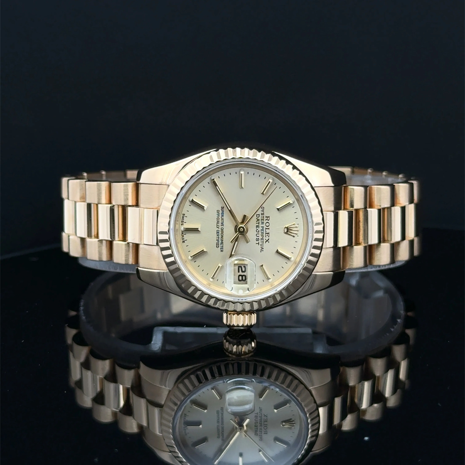 2004 Rolex Datejust Lady President Champagne Stick President 179178 Complete YG