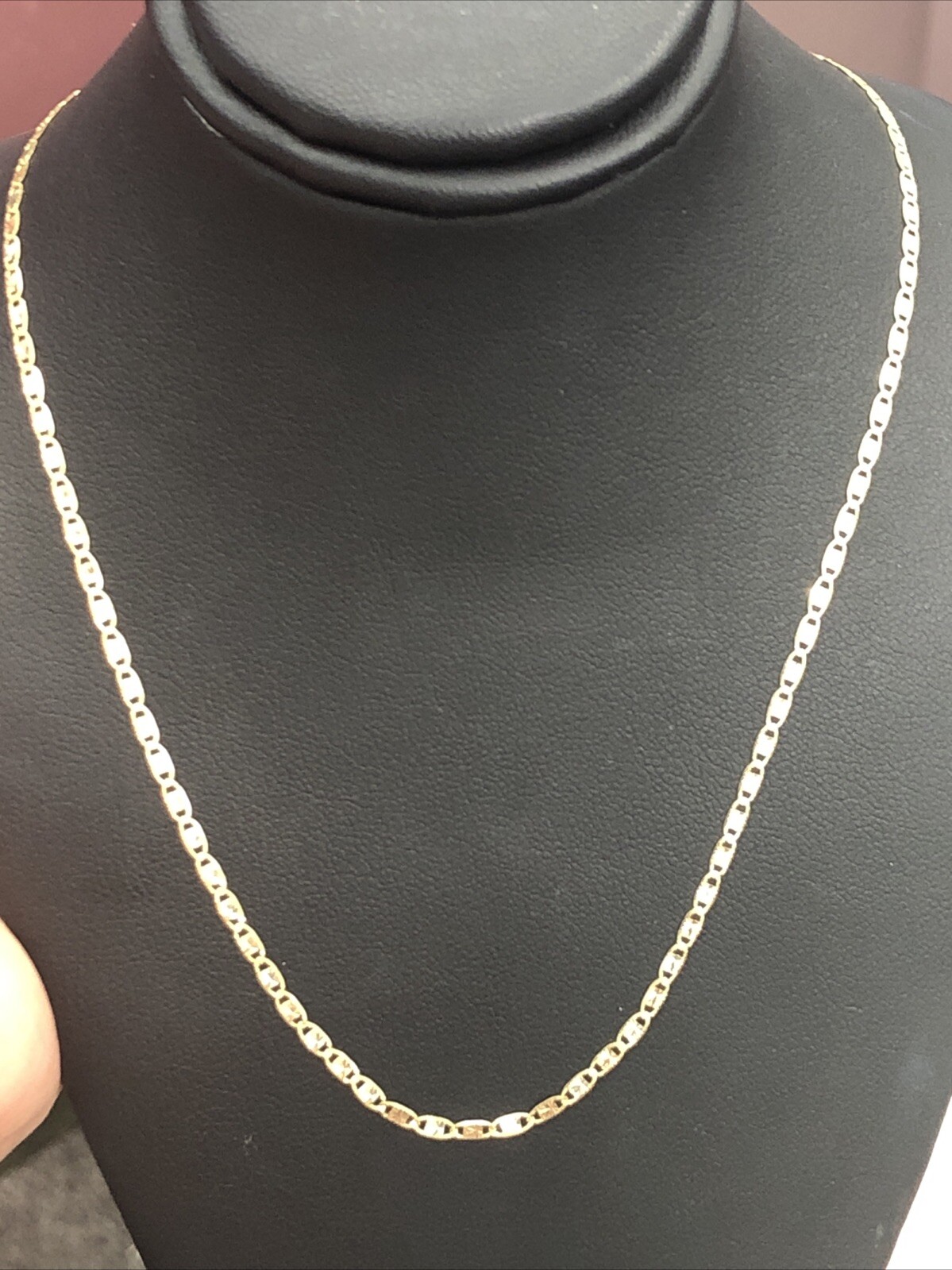 14KT GOLD TRI-COLORS FLAT GUCCI NECKLACE SIZE 20” WIDTH 1.5mm WEIGHT 1.6g