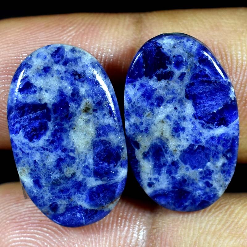 Earring Pair ! Multi Sodalite Oval Cabochon Super Gemstones 33.85Cts.
