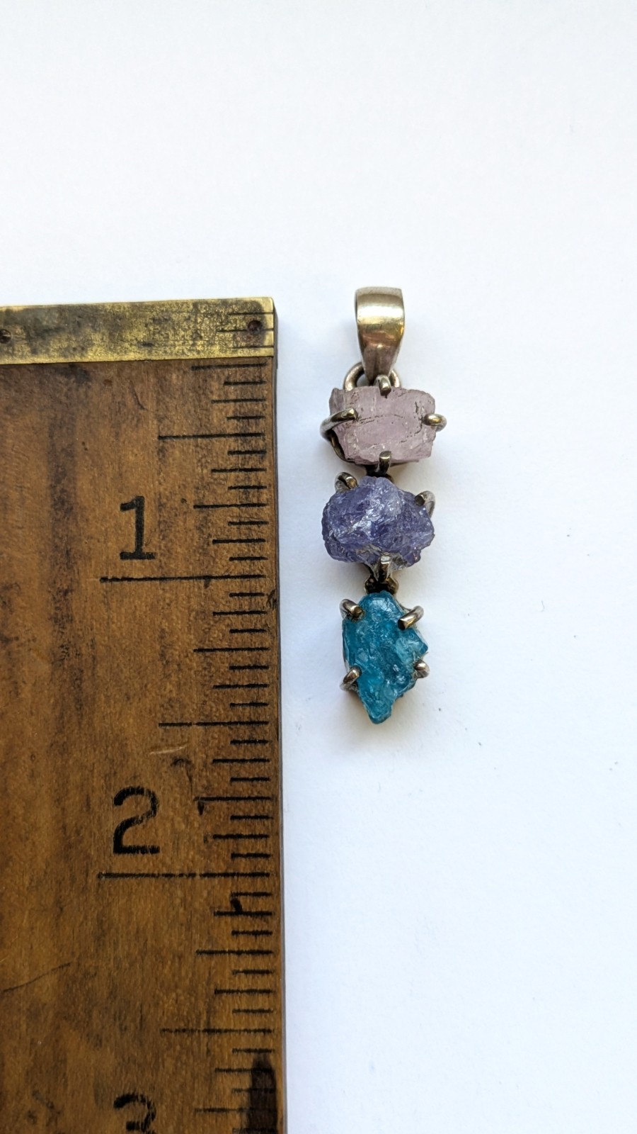 925 Sterling Silver Rose Quartz Amethyst Blue Apatite Pendant