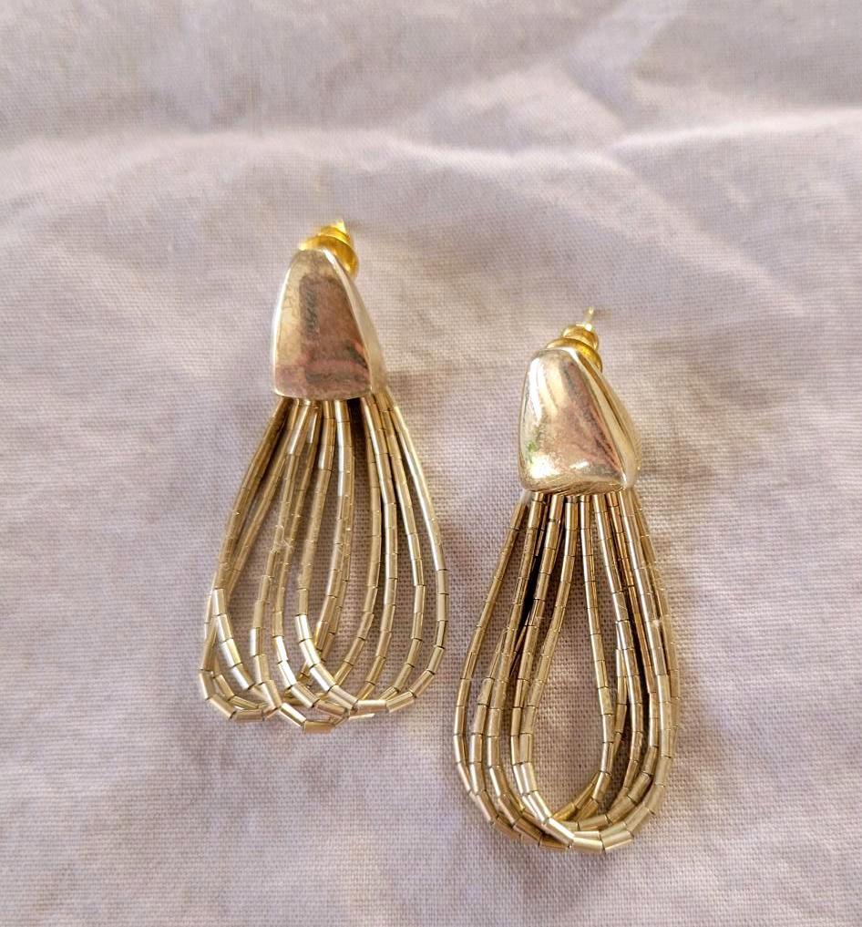Classic Vintage SHUBES DAKOTA WEST 925 Sterling Liquid Silver Drop Earrings