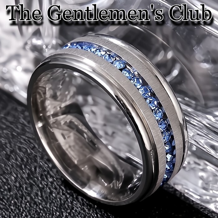 1.9K+ Sold THE GENTLEMEN’S CLUB, 8.0MM SKY BLUE 3A+ CZ TUNGSTEN RING SZ 9-12