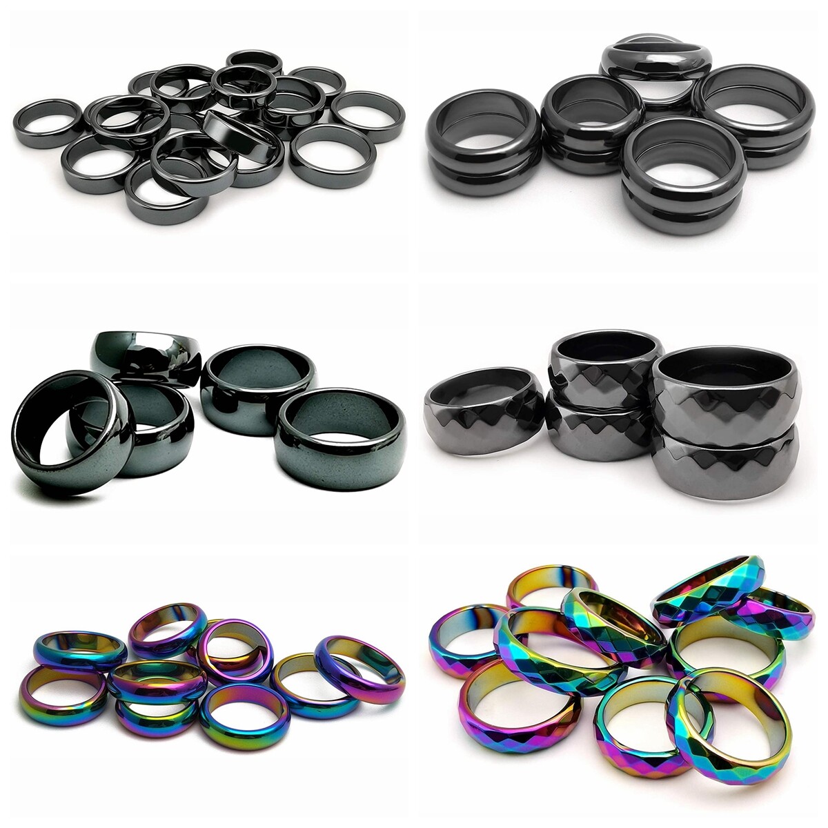 20PCS Magnetic Hematite Rings Therapy Fidget Magnets Negative Energy Stackable