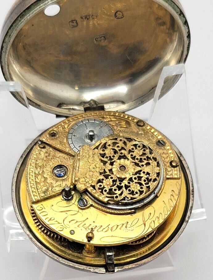 Antique Robinson London Pair Case Verge Fusee Pocket Watch AS IS (good balance)
