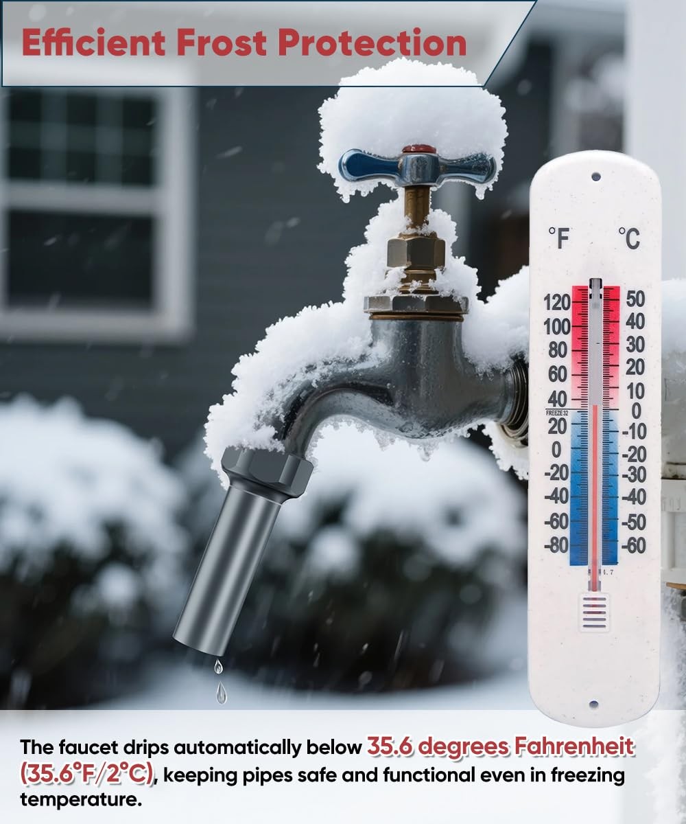 Outdoor Faucet Winter Freeze Protection Valve, Activates at Water Temperature B