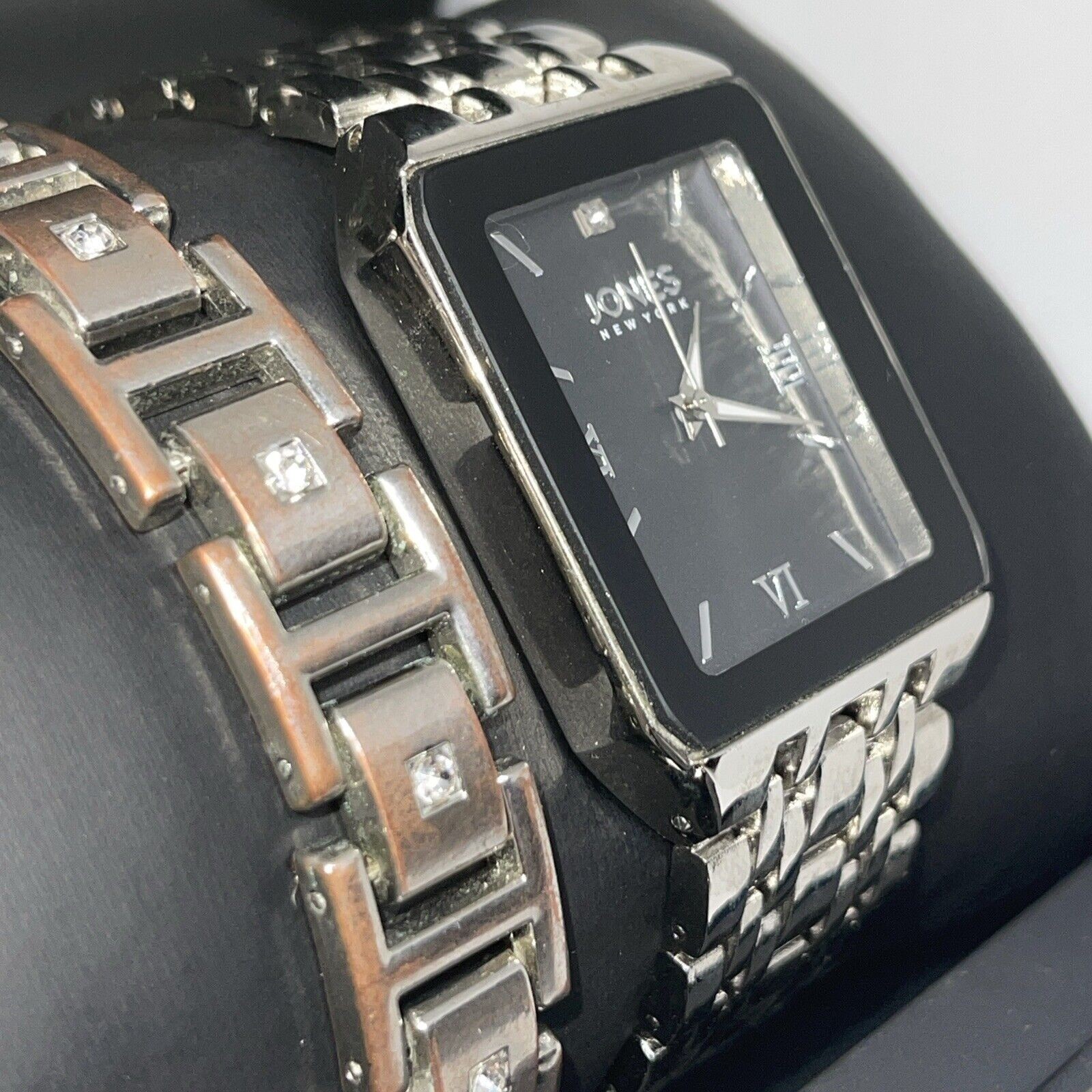 Jones NY Stainless Steel Men’s Watch Bracelet (2 Piece Set)Sleek Stylish Fashion
