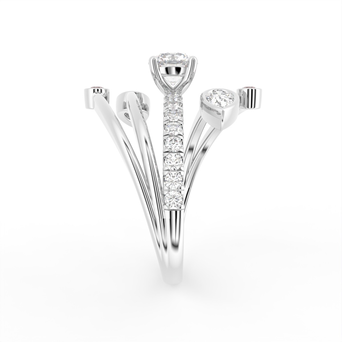 18K White Gold Round/Pear Lab Grown Diamond Wedding Ring 1.06ct Certified