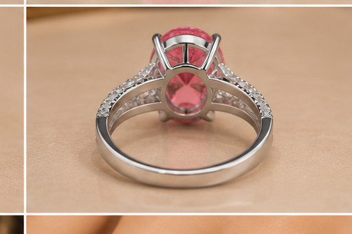 Natural Pink Sapphire & Diamond Wedding Gift Ring 14k White Gold 6 (Import Free)