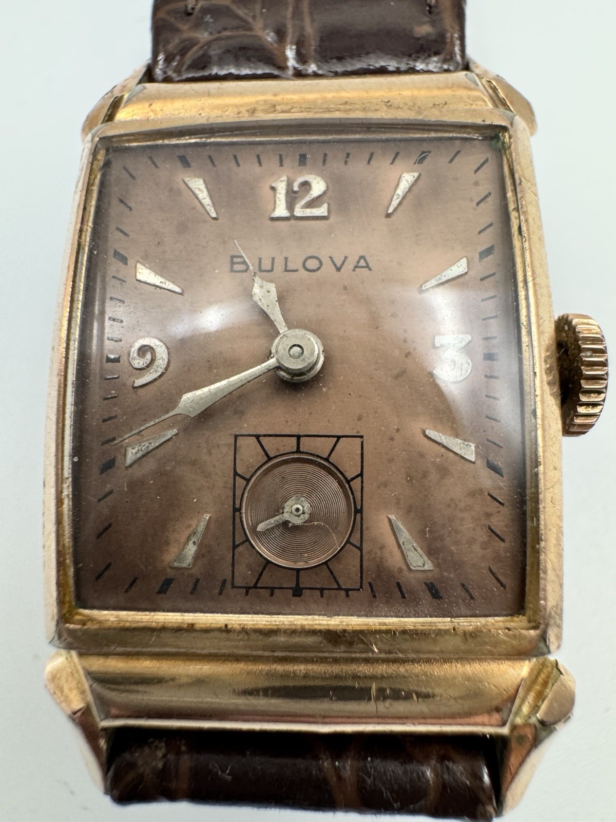 BULOVA Squadron 8AE HOODED LUG 14KT RoseGOLD FILLED 1940’S WATCH 17 JEWELS