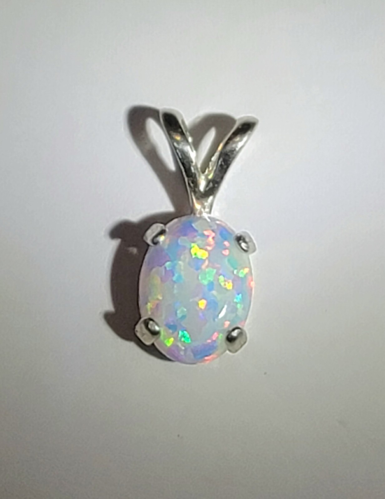 Australian Fire Opal Pendant Natural 8×6 Oval 925 Sterling Silver (SEE DETAILS)