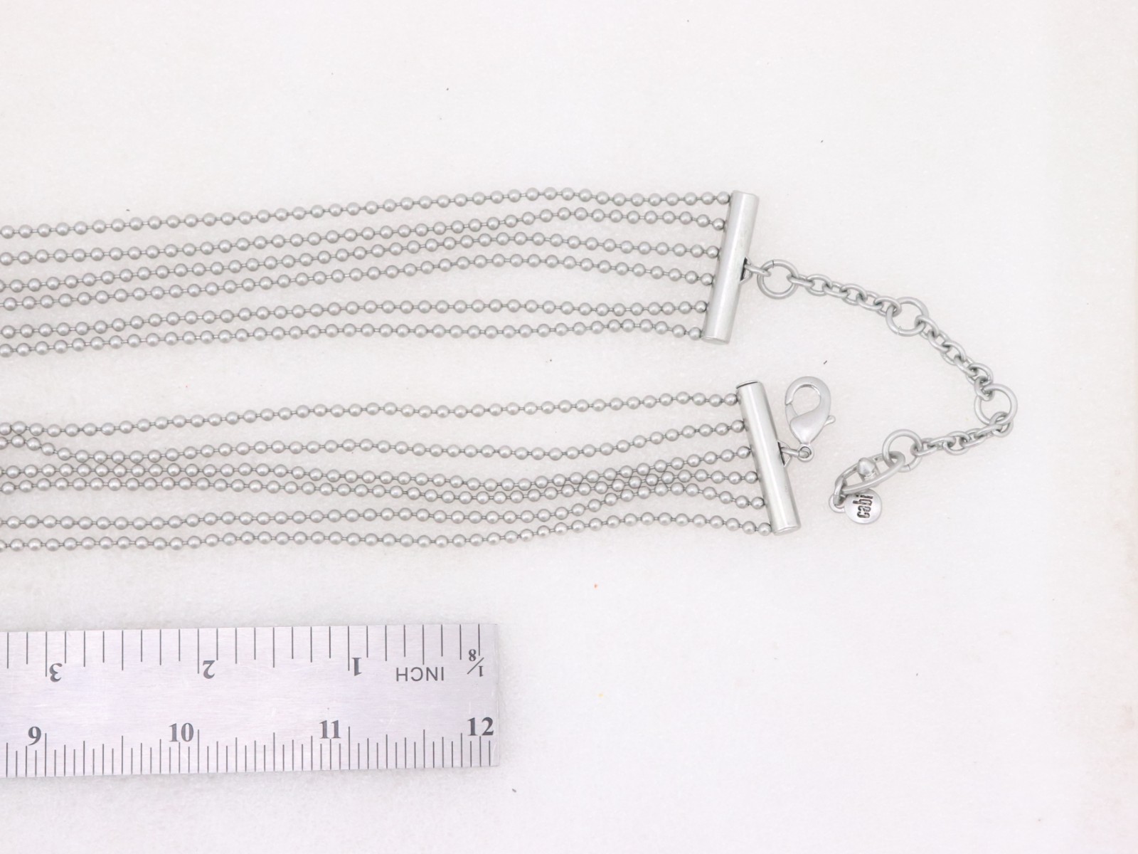 Long 33″ Cabi Convertible Silver Tone Chain Necklace Adjustable Length Runway