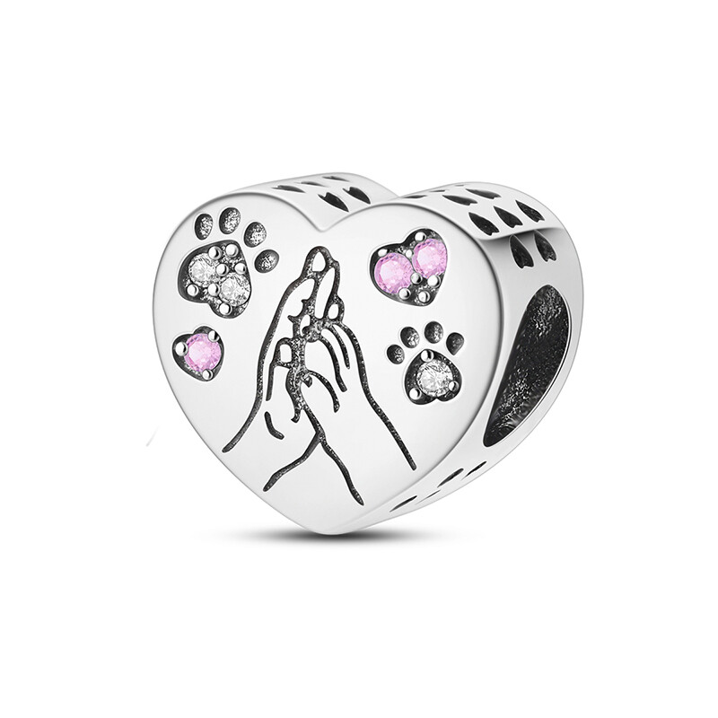 MULA New European Hand held Claw DIY Charm AAA CZ Fit Bracelet 925 Silver Plated
