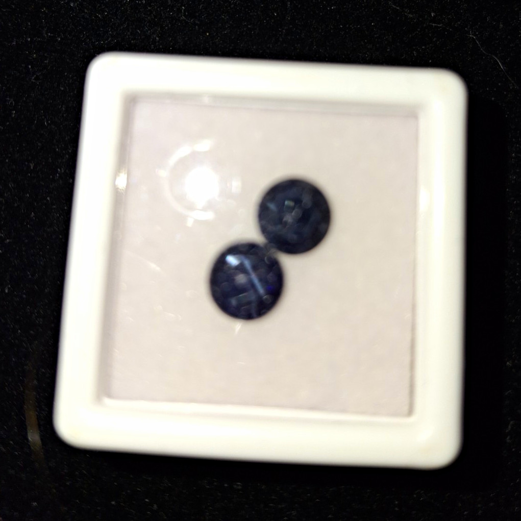 Jewelry Room Diffused Blue Sapphire Round Cut Loose Gemstones 6mm 2pc