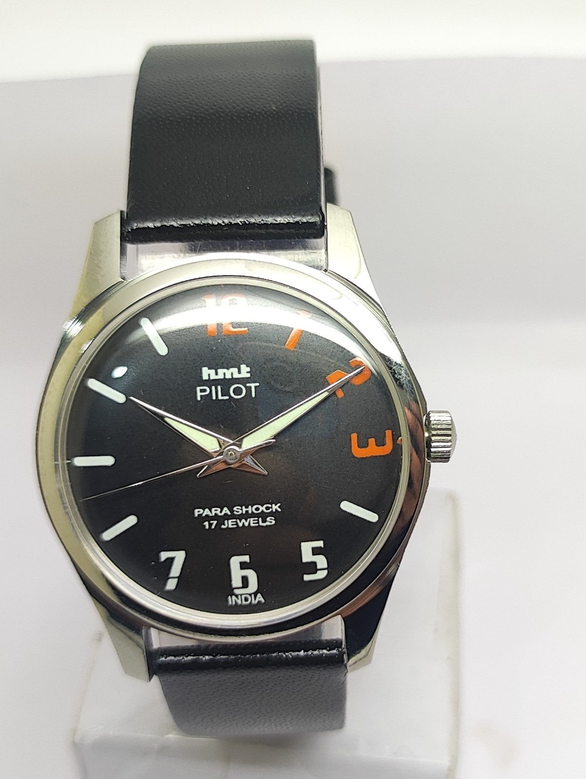 Vintage Hmt Pilot Black Dial 17 Jewels Para Shock Mechanical hand winding Watch