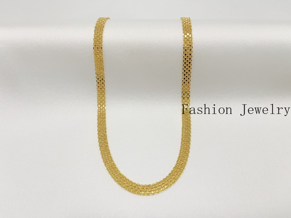 Solid 18K Yellow Gold Vintage Multi Layer Wide Necklace Chain 8mm 22in men/women