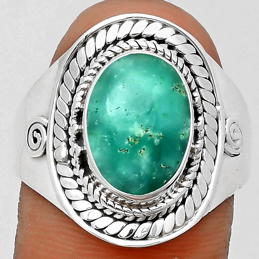 Natural Paraiba Amazonite 925 Sterling Silver Ring s.8 Jewelry R-1398