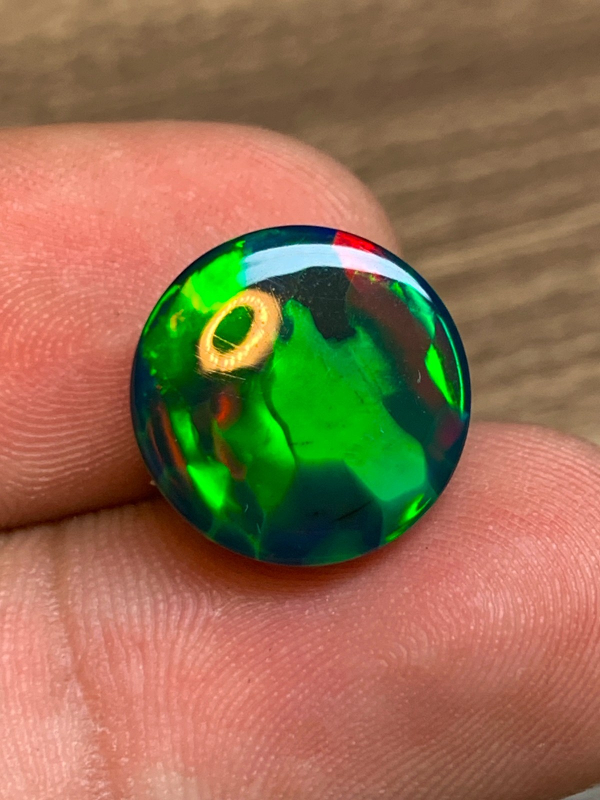 Ethiopian Opal Gemstone 5.15 Carat Round Cabochon Honeycomb Black Welo Loose Gem