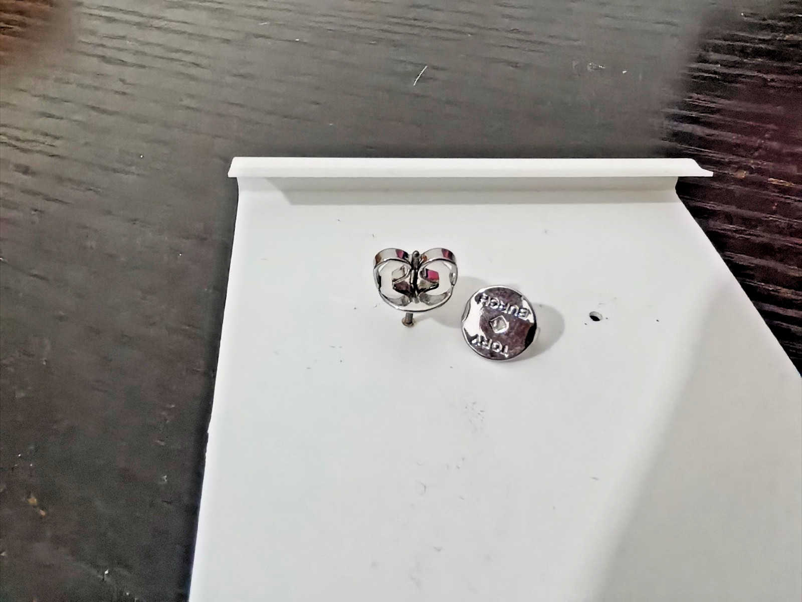 Tory Burch Kira silver Double T Logo Stud Earrings Luxury Gift