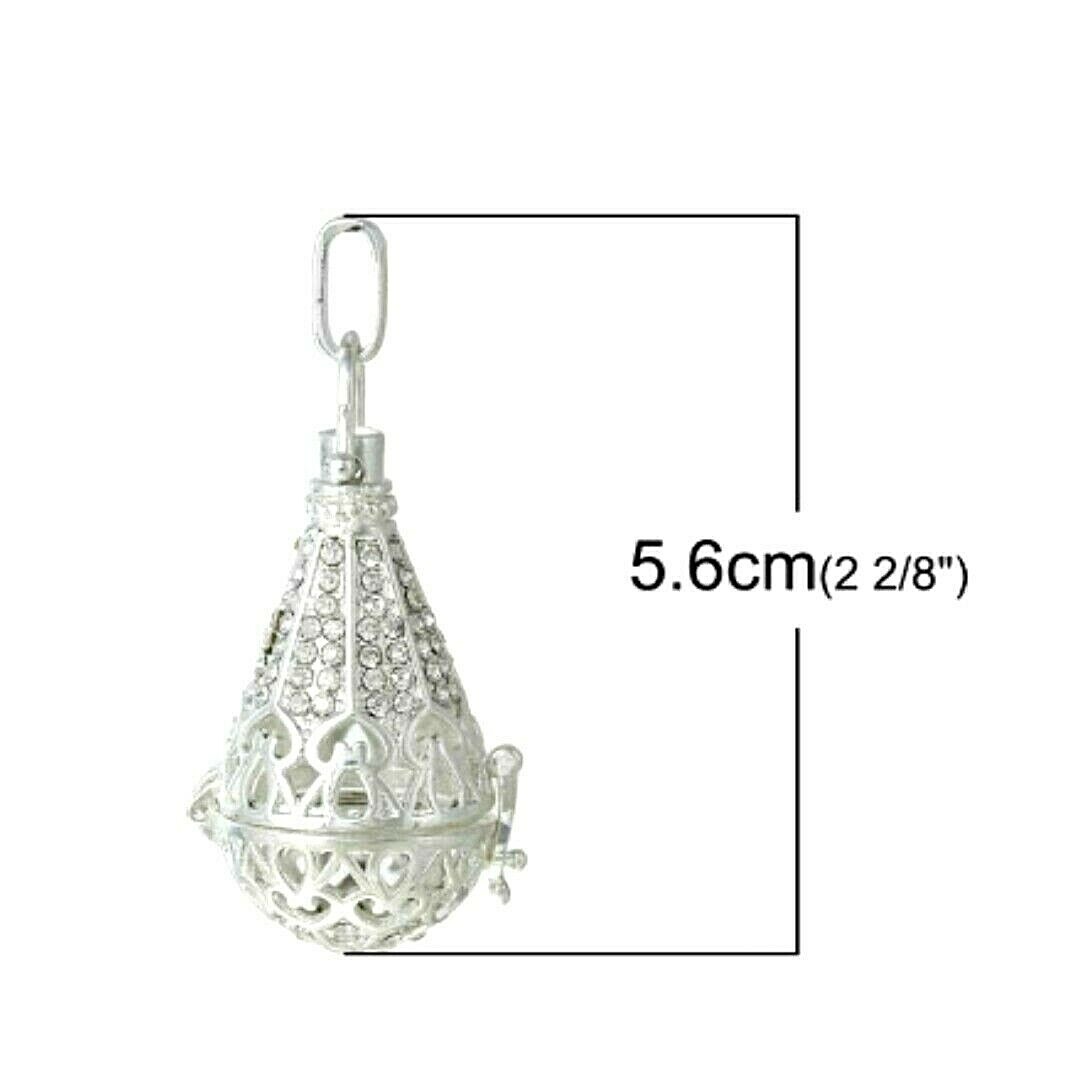 Filigree Teardrop Locket Pendant Pregnancy Chime Ball Angel Mexican Bola Harmony