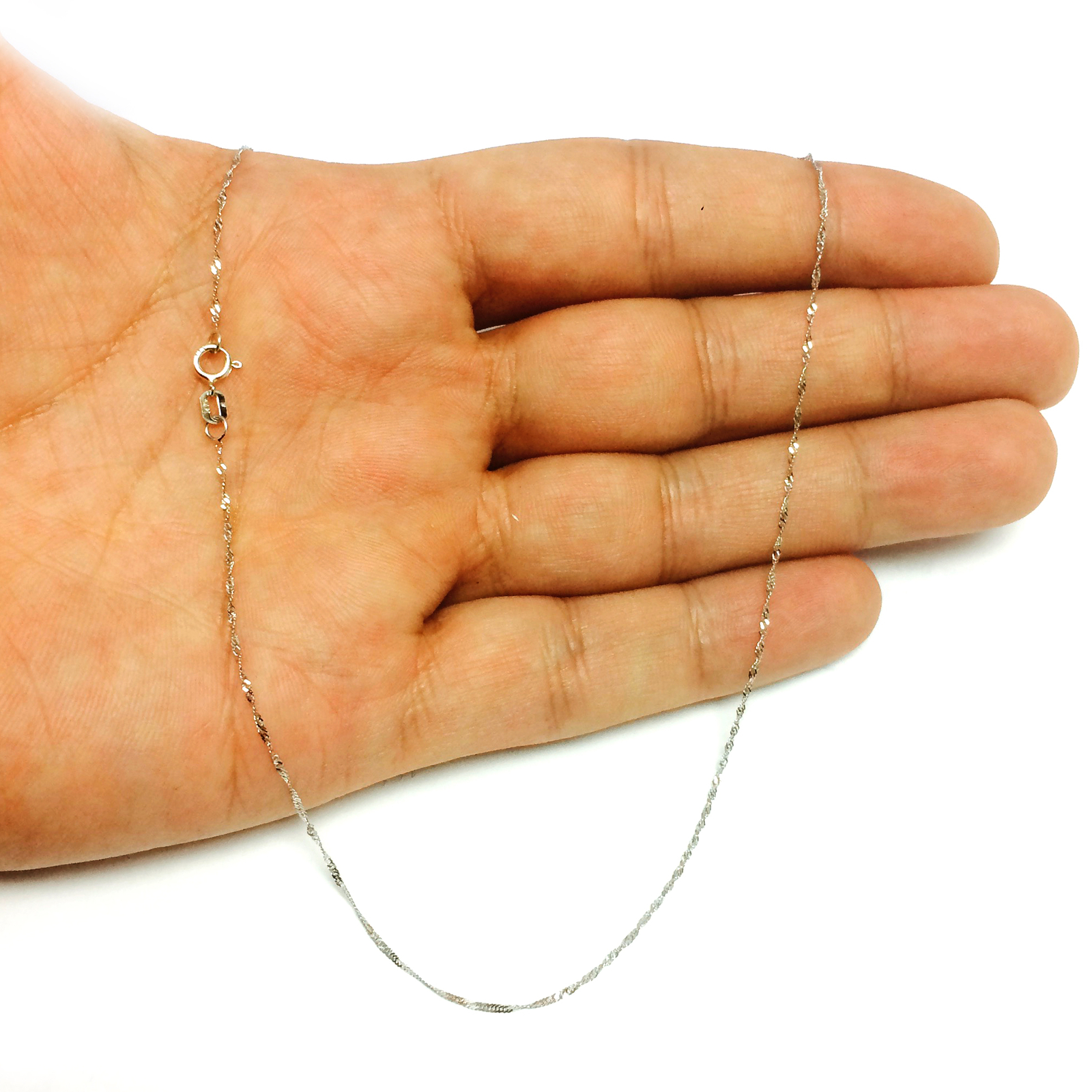 14K White Gold Singapore Chain, Width 0.8mm