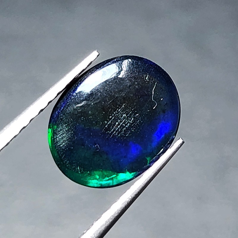 Natural Welo Black Opal Ethiopia Oval Cabochon Vivid Blue Green Fire 1.30Ct Gem