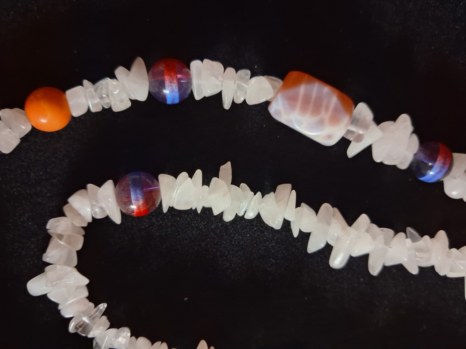 Handcrafted Handmade Gemstone Necklace Fire Agate and Chip Bead 1 Year Warranty