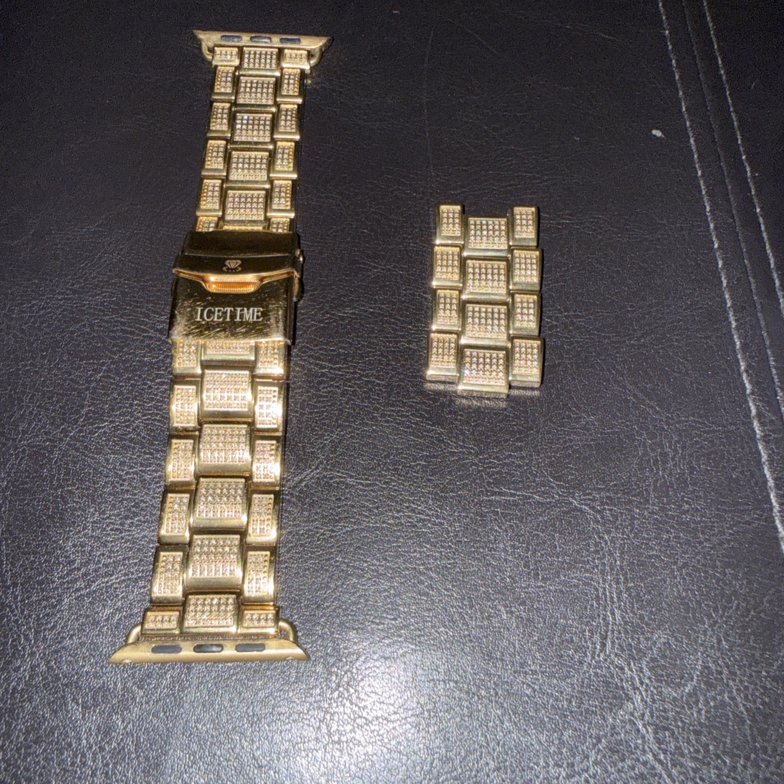 Apple Watch 42MM Band Genuine Diamond 5 Carat Gold Plated Preowned