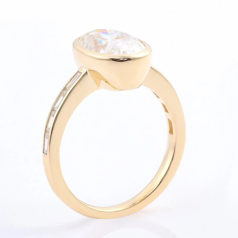 IGI 3.25 CT Oval F-VS1 Lab Grown Diamond Women Wedding Gift Ring 14K Yellow Gold