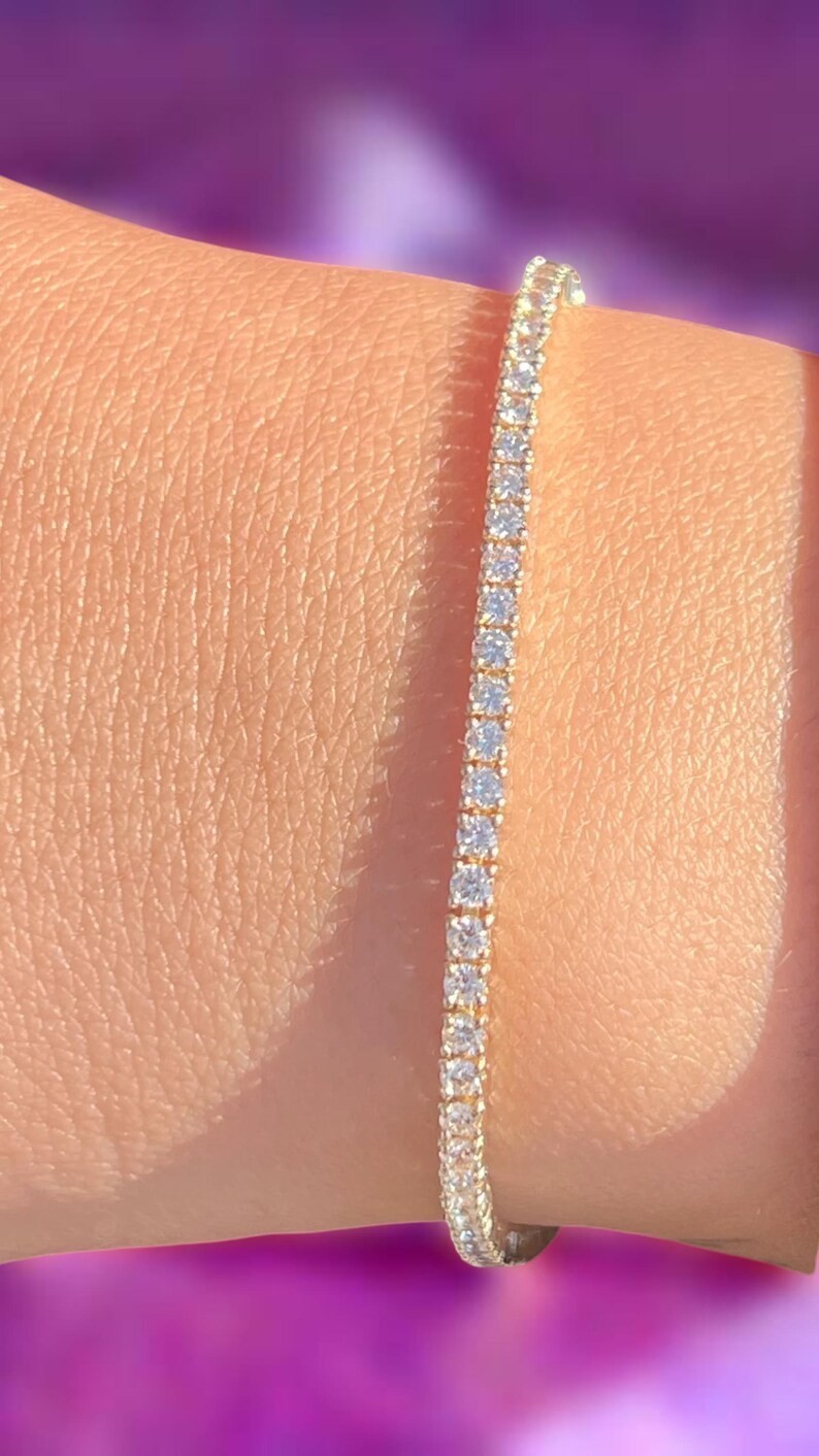 Valentine Gift 6.60CT Round Cut Natural Diamond Tennis Bracelet 14k Yellow Gold