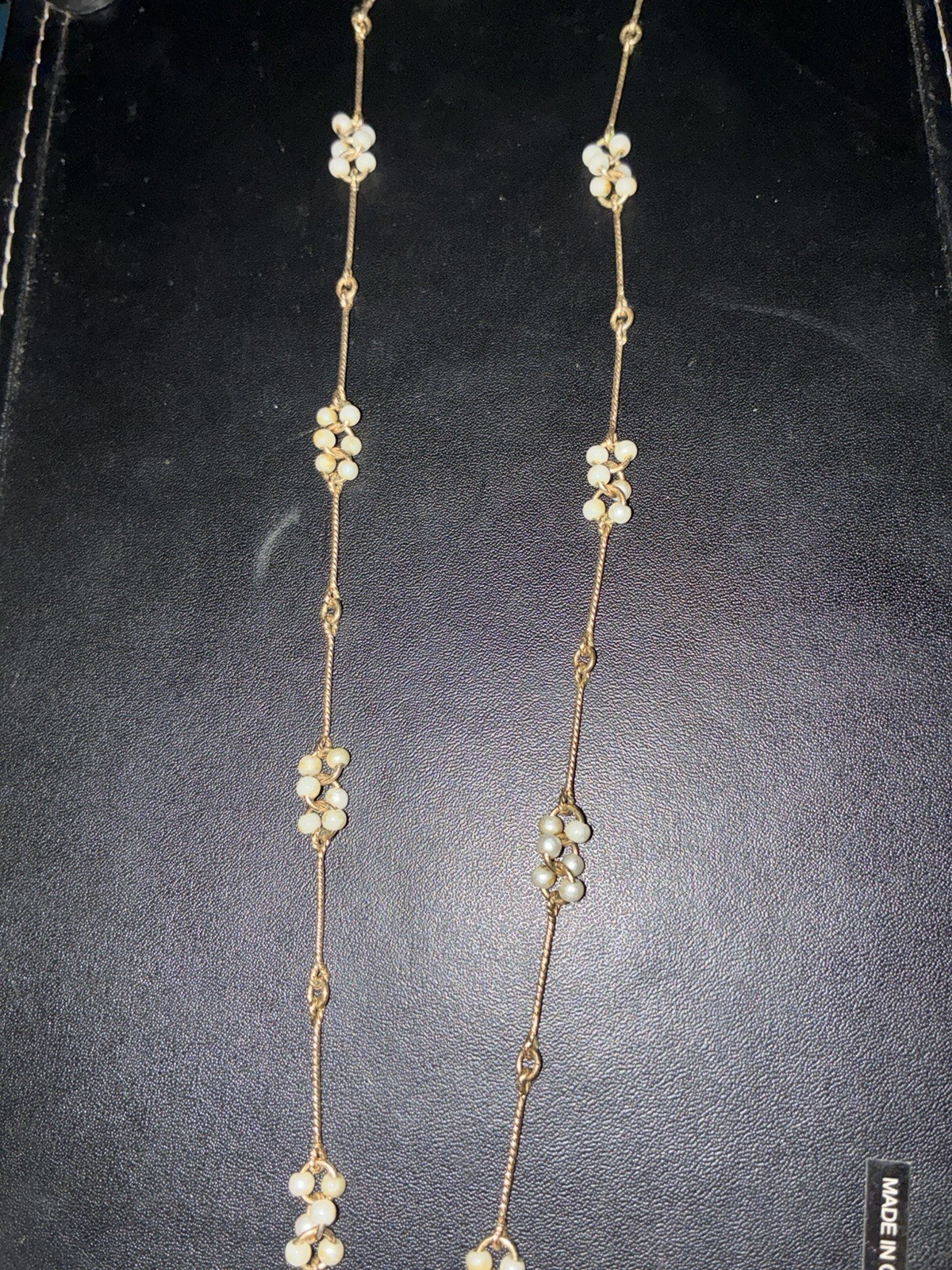 Avon Gold Tone Cable Chain Necklace, with faux pearls clusters