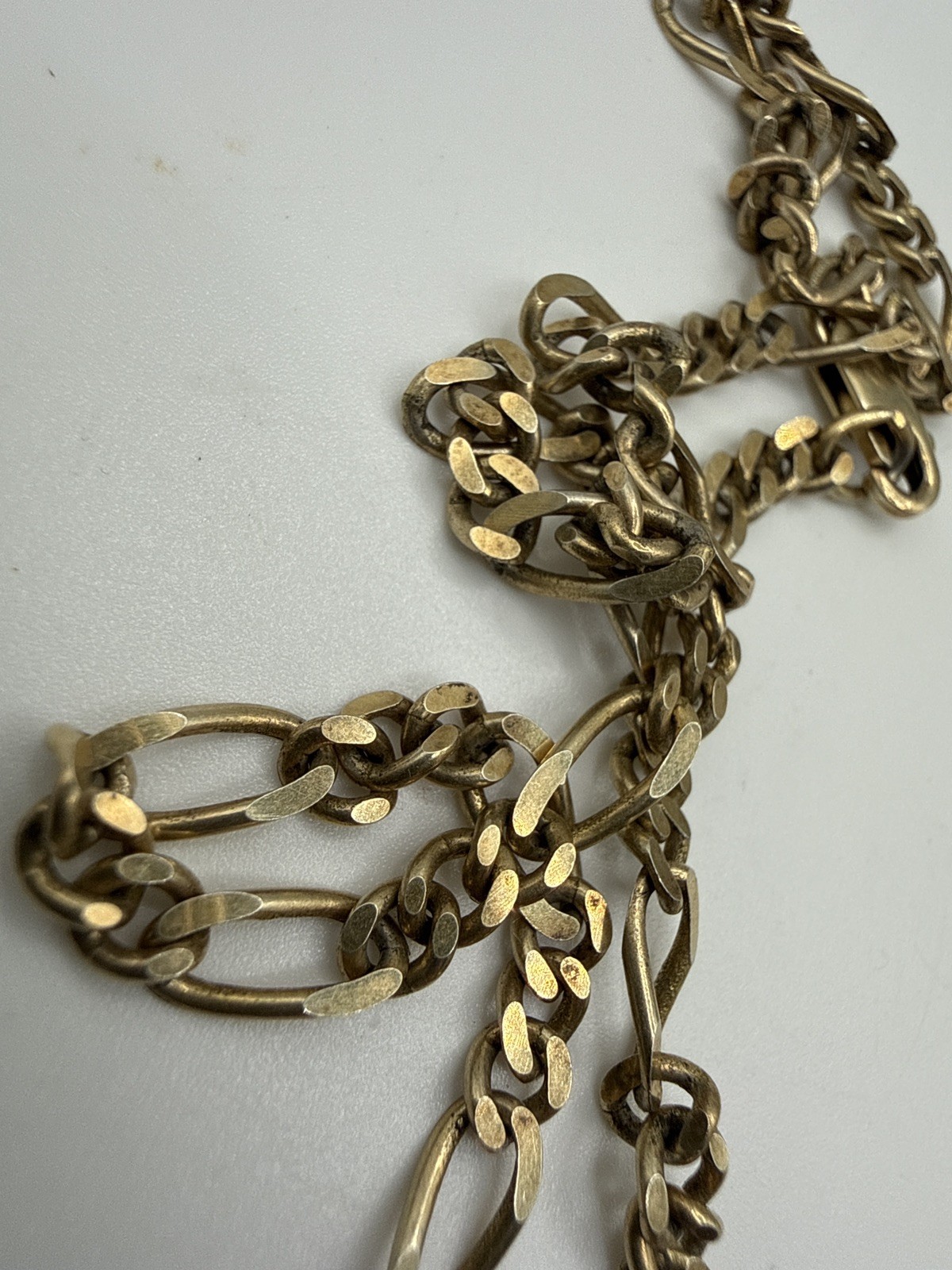 Vintage HTC Canada 925 Sterling Silver Vermeil Figaro Chain Necklace 28in 20g