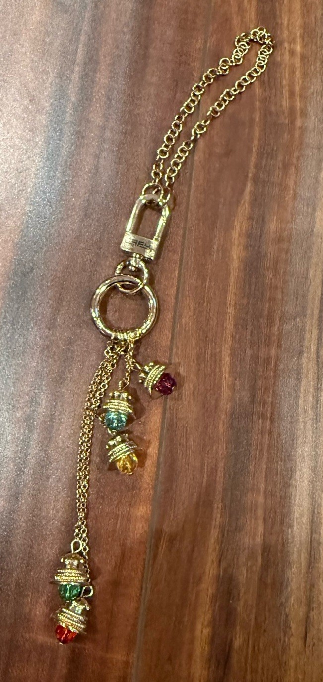 EFFY Jewelry 5 Bell Charm Set Gold Tone Multicolor Crystal Keychain Bag Charm