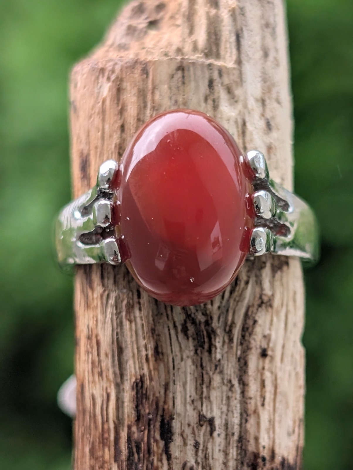Deep Blood Orange Carnelian Powerful Crystal Reiki Healing Ring 8US
