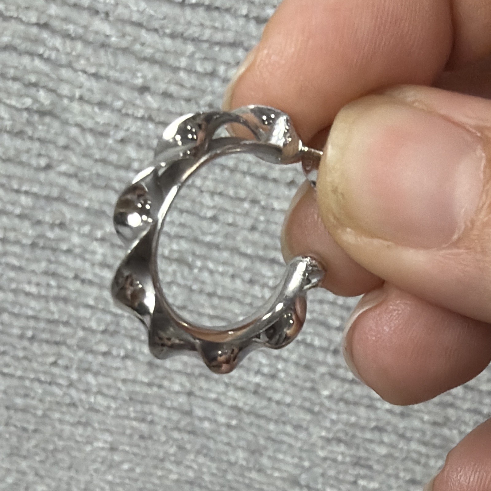 New 925 Sterling Silver Twisted Hoop Earrings 24.7MM Round