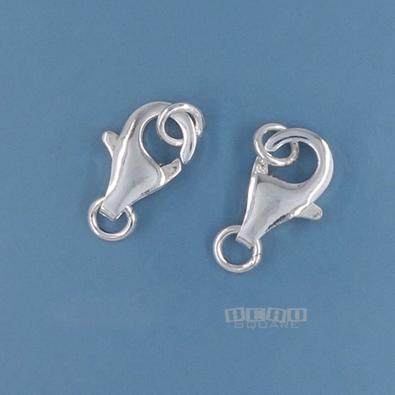 2 Large Solid Sterling Silver Lobster Claw Clasps w/Closed Rings 7 x 13mm #33296