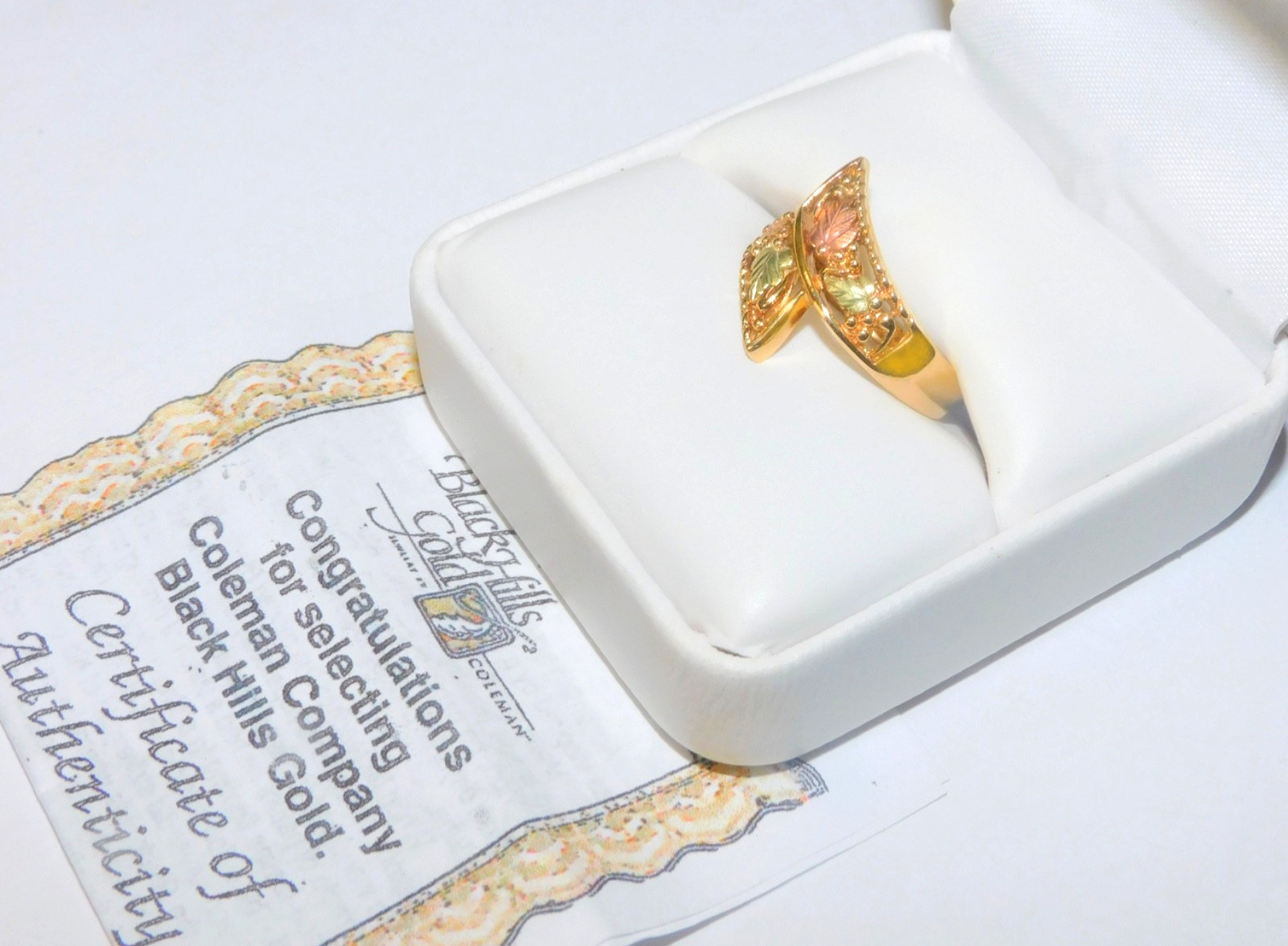 Black Hills Gold 10k Coleman Bypass Leaves Ring Size 6 1/4